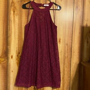 Wine Sweetheart Halter Dress